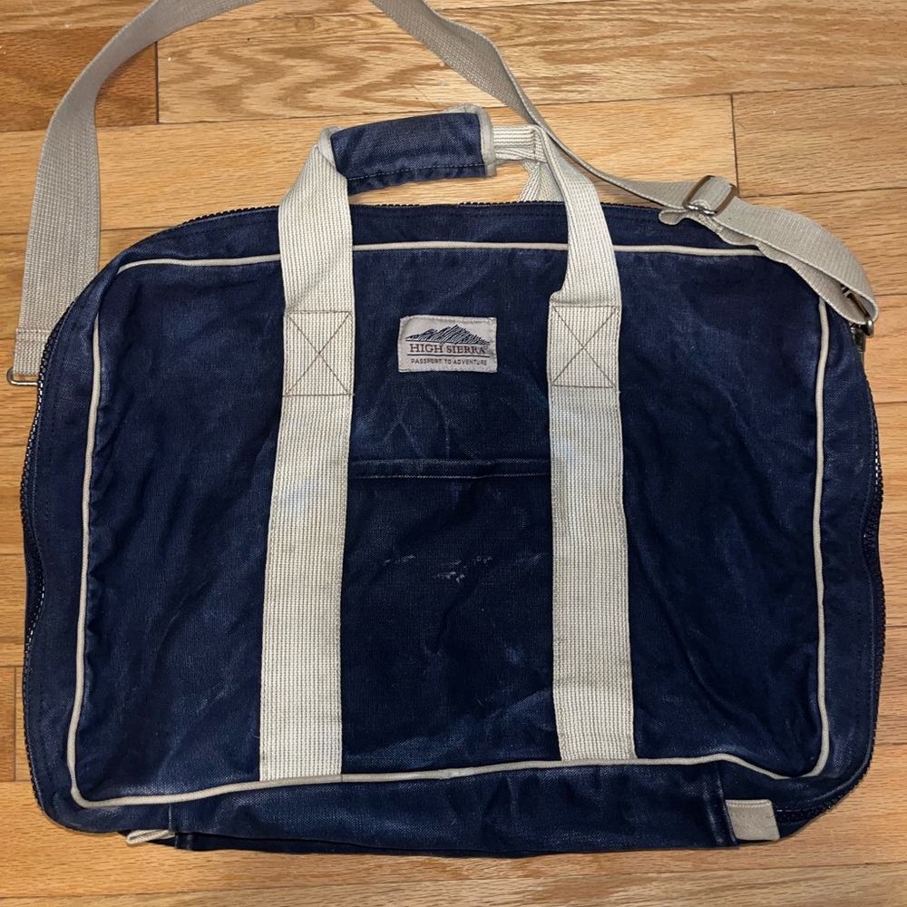 High Sierra Blue and White Duffel Bag